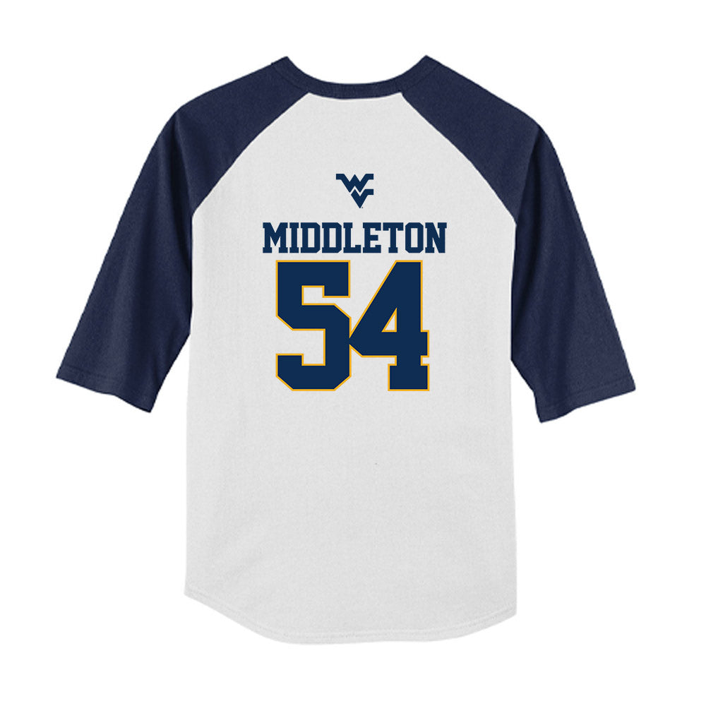 West Virginia - NCAA Baseball : Andrew Middleton - USA Raglan Youth Raglan T-Shirt-1