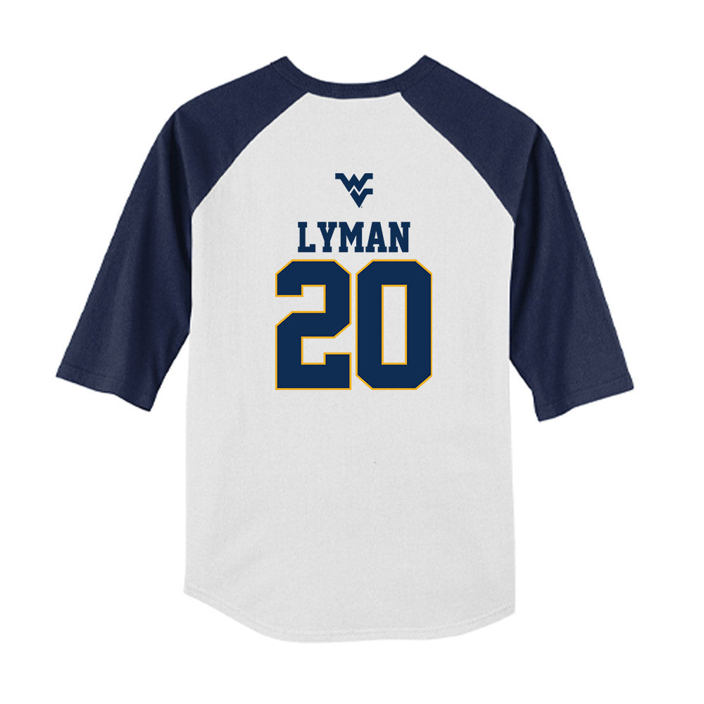 West Virginia - NCAA Baseball : Luke Lyman - USA Raglan Youth Raglan T-Shirt-1