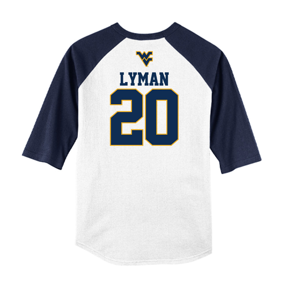 West Virginia - NCAA Baseball : Luke Lyman - USA Raglan Raglan Shirt-1