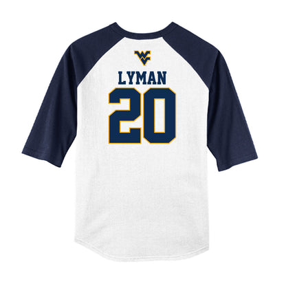 West Virginia - NCAA Baseball : Luke Lyman - USA Raglan Raglan Shirt-1
