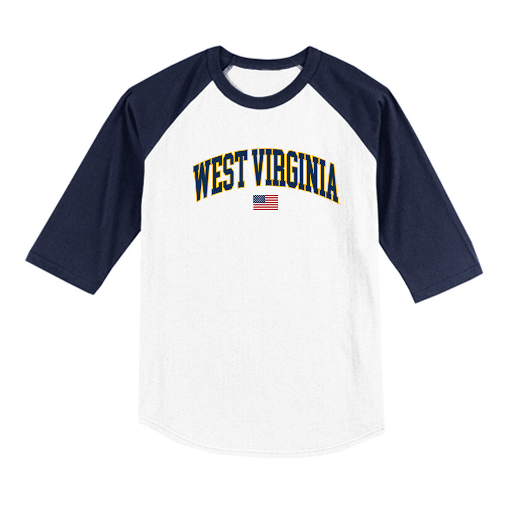 West Virginia - NCAA Baseball : Korey Alston - USA Raglan Raglan Shirt-0