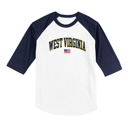 West Virginia - NCAA Baseball : Korey Alston - USA Raglan Raglan Shirt-0
