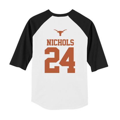 Texas - NCAA Softball : Jaycie Nichols - USA Youth Raglan T-Shirt-3