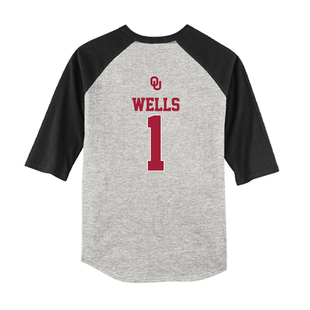 Oklahoma - NCAA Softball : Kendall Wells - USA Youth Raglan T-Shirt-1