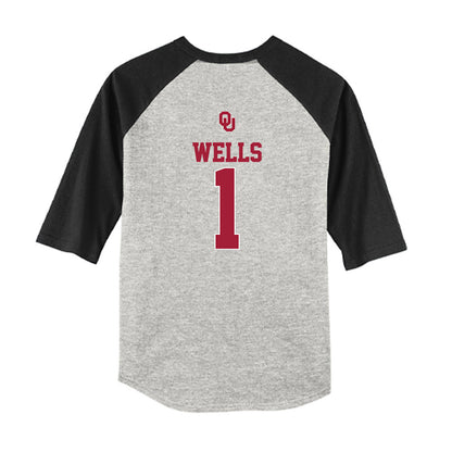 Oklahoma - NCAA Softball : Kendall Wells - USA Youth Raglan T-Shirt-1