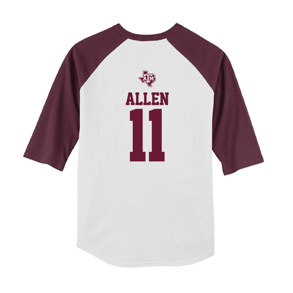Texas A&M - NCAA Softball : Paislie Allen - USA Youth Raglan T-Shirt-1