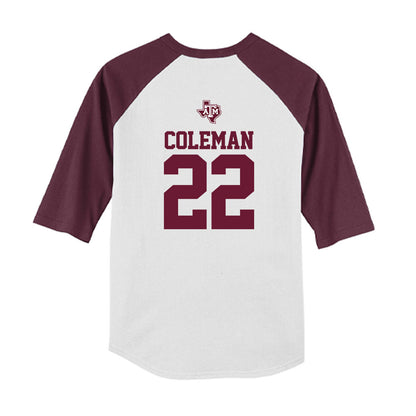 Texas A&M - NCAA Softball : Gracyn Coleman - USA Youth Raglan T-Shirt-1