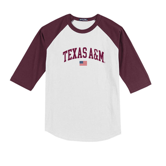 Texas A&M - NCAA Softball : Ariel Kowalewski - USA Youth Raglan T-Shirt-0