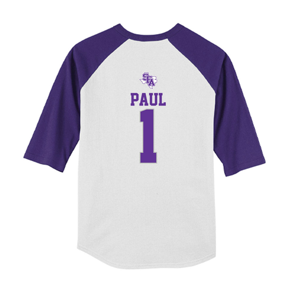 SFA - NCAA Softball : Kaylee Paul - USA Youth Raglan T-Shirt-1