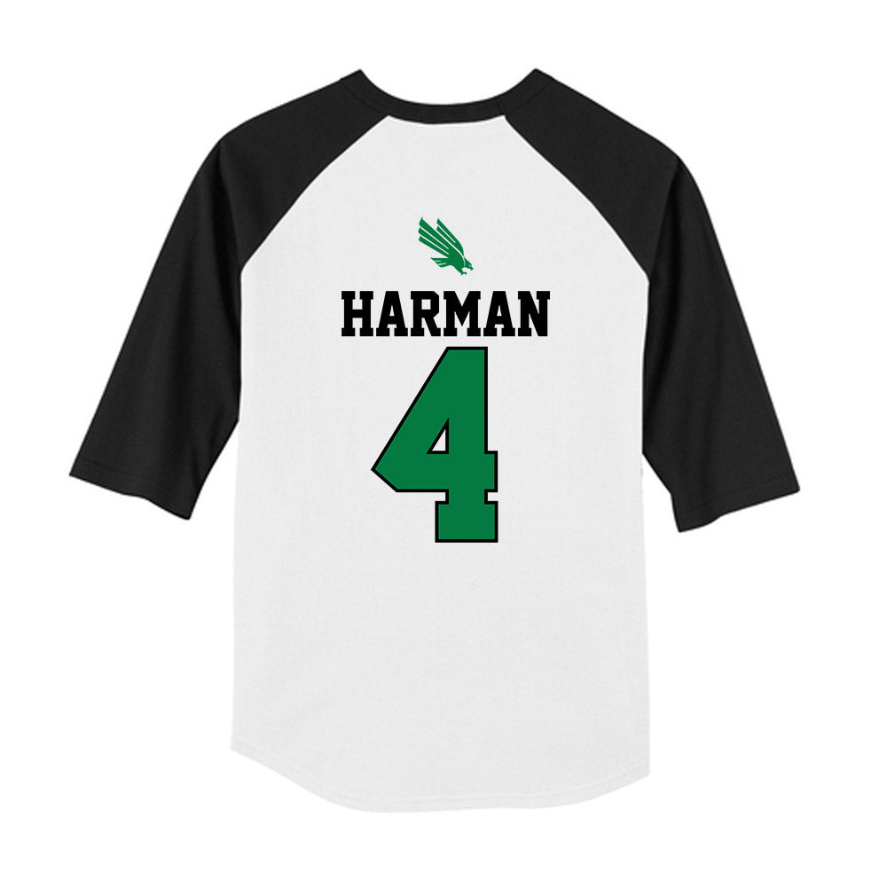 North Texas - NCAA Softball : Bradi Harman - USA Youth Raglan T-Shirt-1