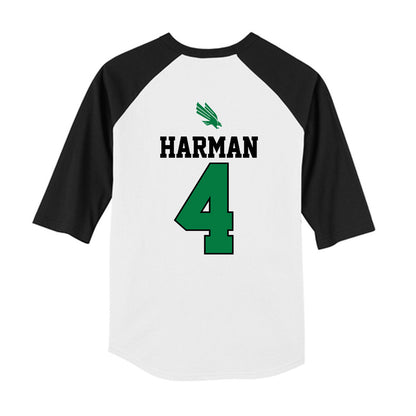 North Texas - NCAA Softball : Bradi Harman - USA Youth Raglan T-Shirt-1