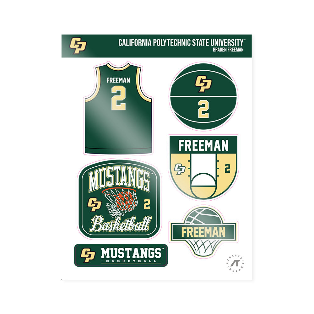 Cal Poly - NCAA Men's Basketball : Braden Freeman - Sticker Sheet-0