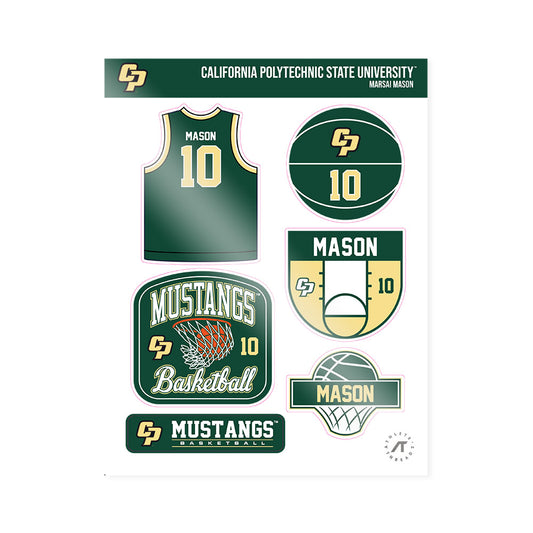 Cal Poly - NCAA Men's Basketball : Marsai Mason - Sticker Sheet-0
