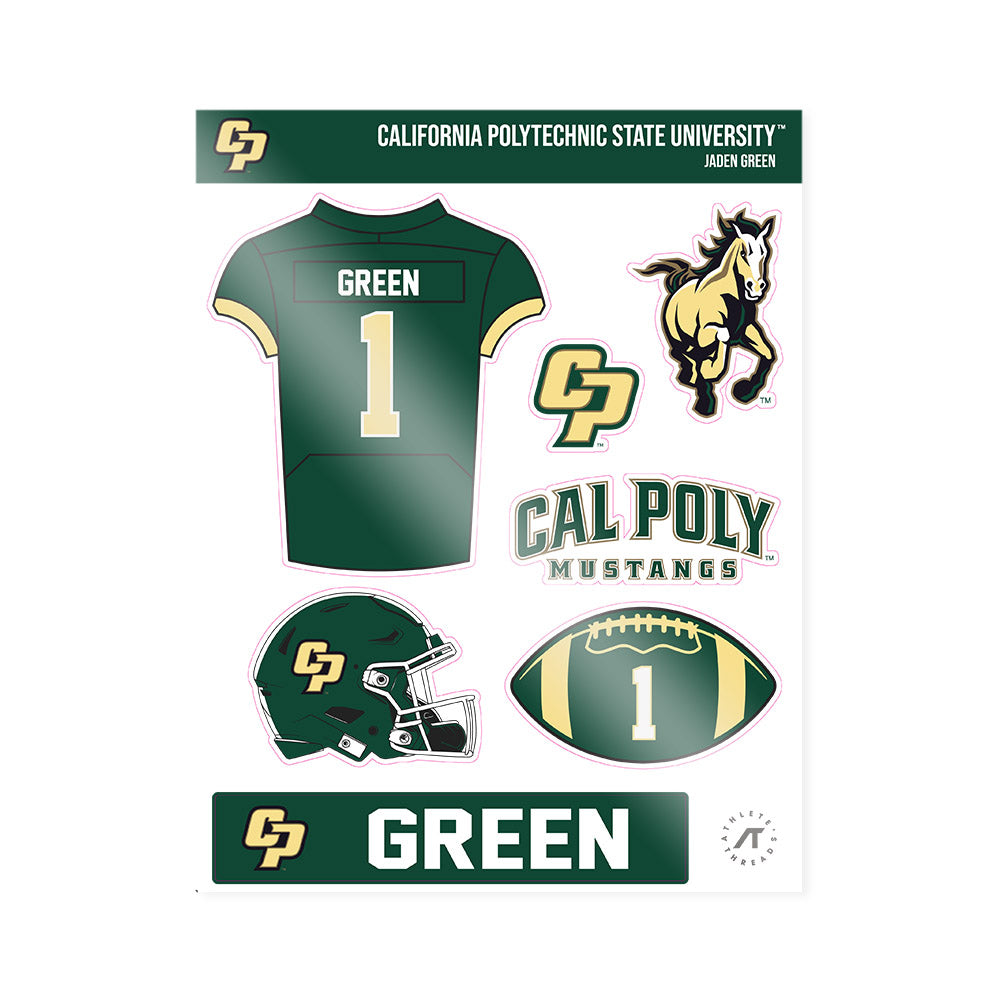 Cal Poly - NCAA Football : Jaden Green - Sticker Sheet-0