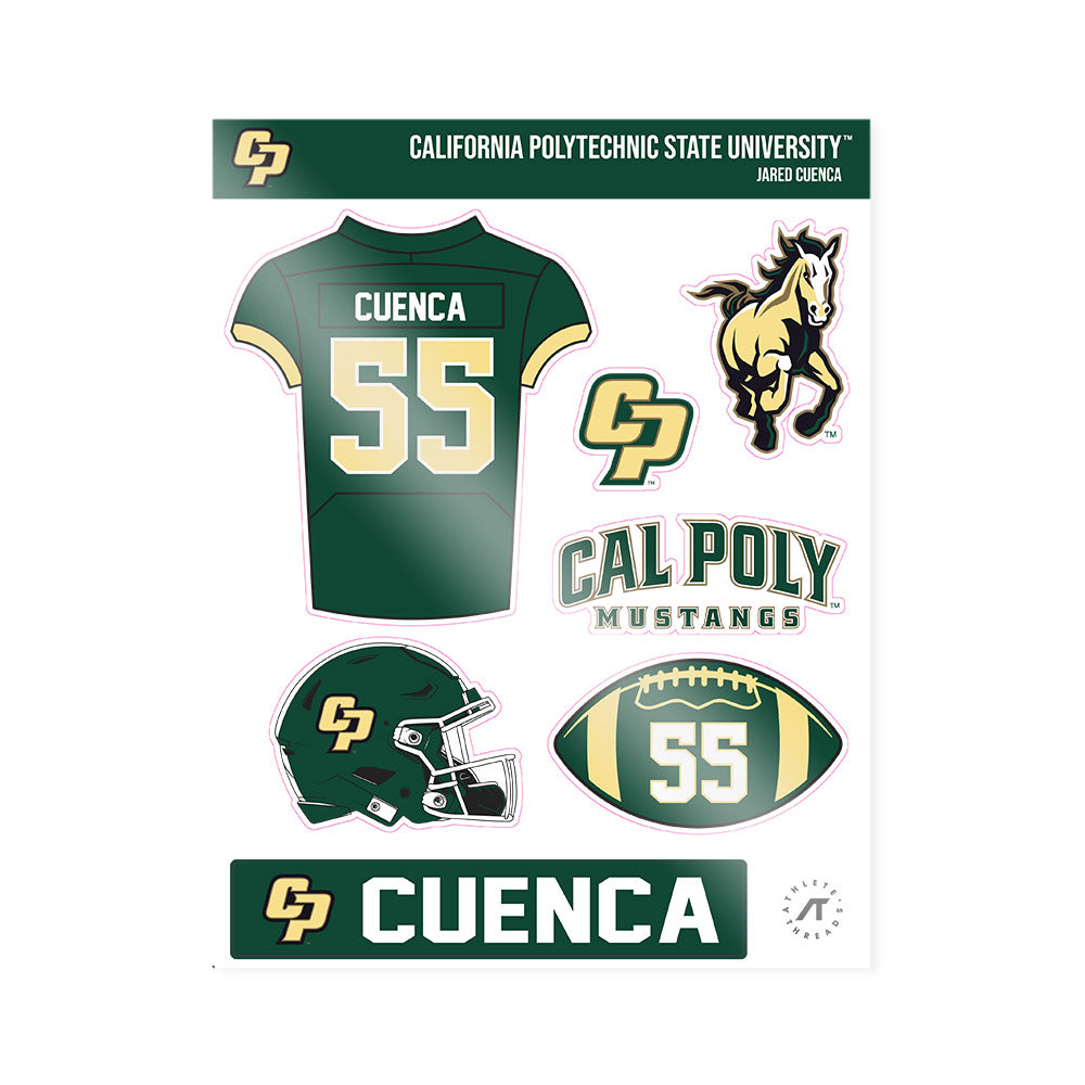 Cal Poly - NCAA Football : Jared Cuenca - Sticker Sheet-0
