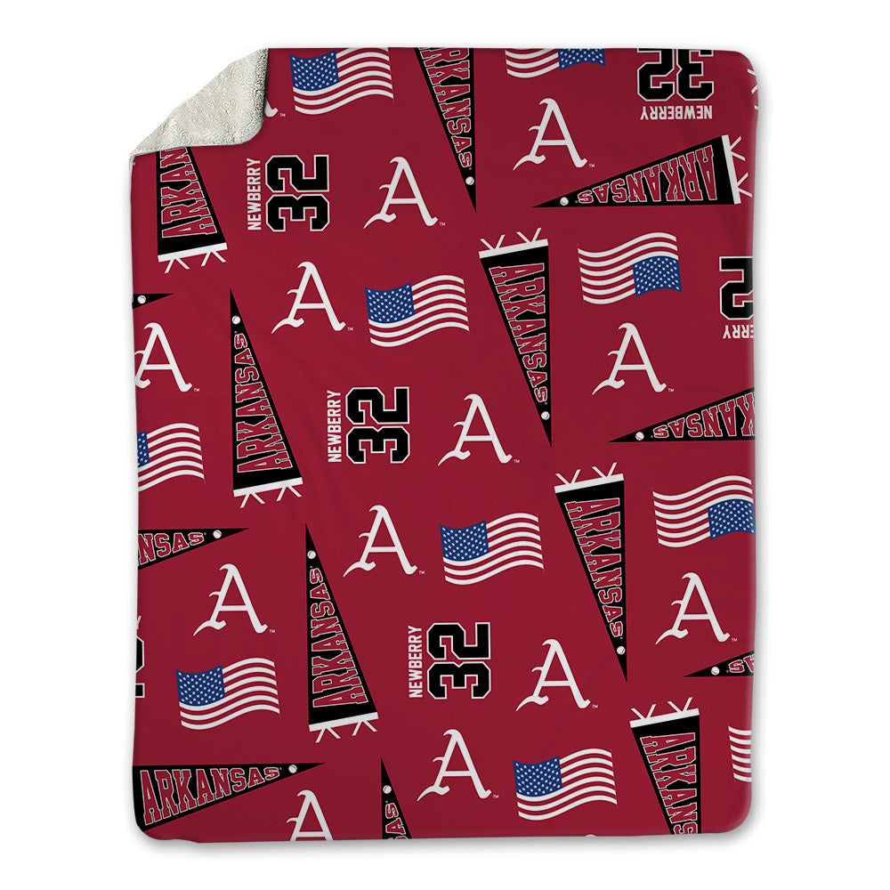 Arkansas - NCAA Baseball : Trystan Newberry - USA Blanket-0