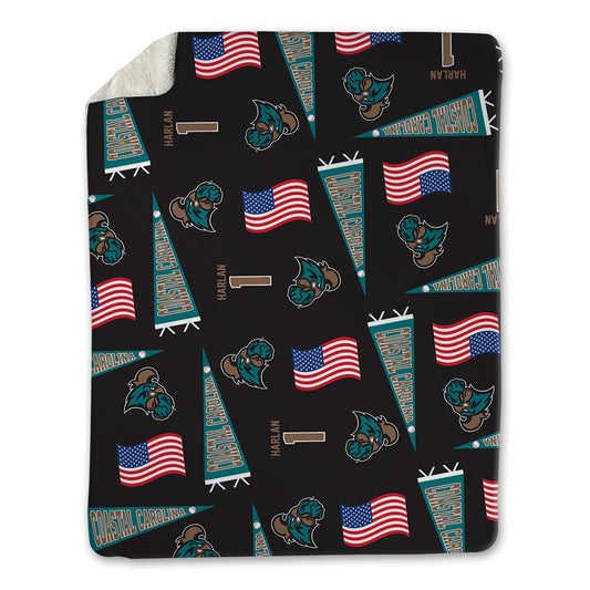 Coastal Carolina - NCAA Baseball : Cruz Harlan - USA Blanket-0