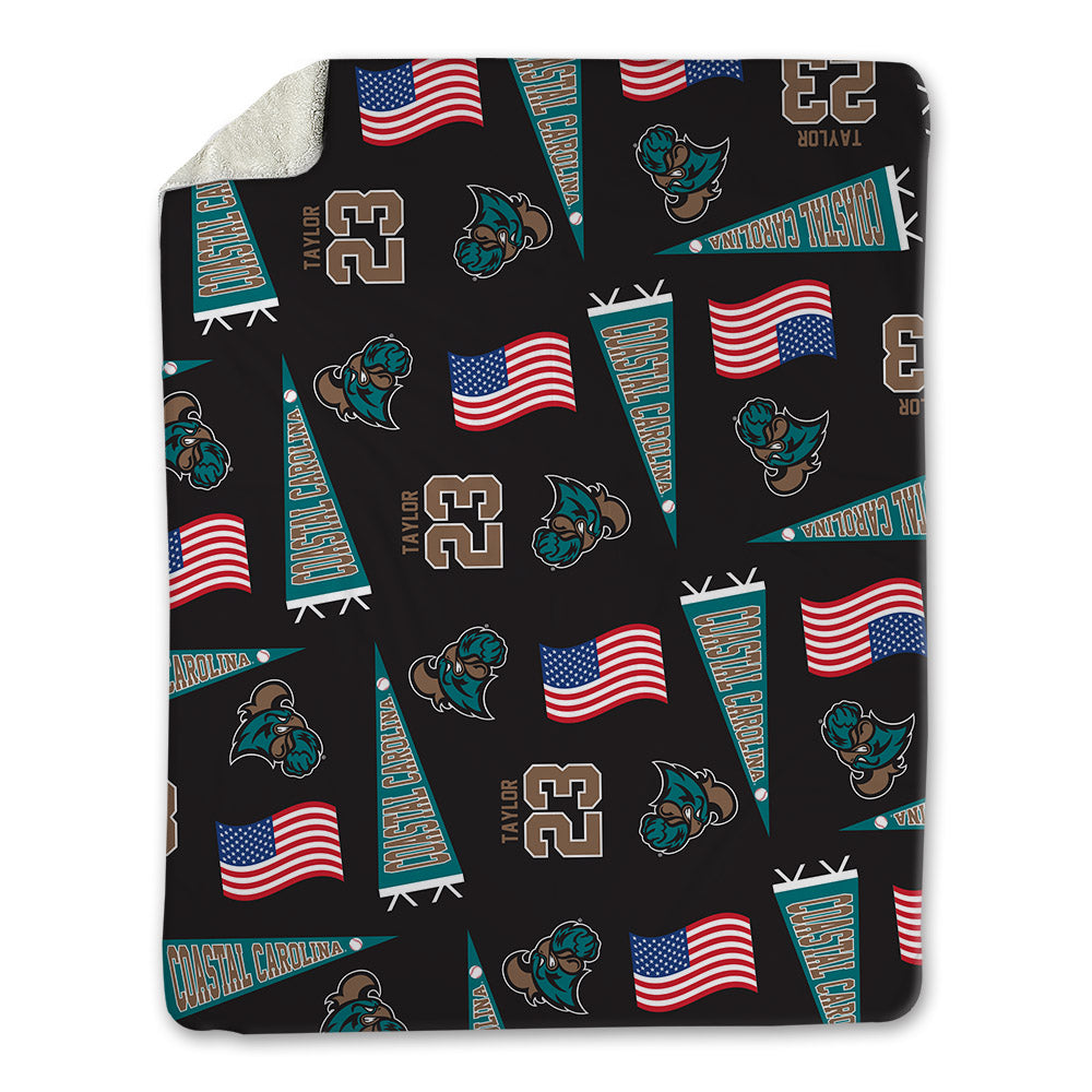 Coastal Carolina - NCAA Baseball : Jordan Taylor - USA Blanket-0