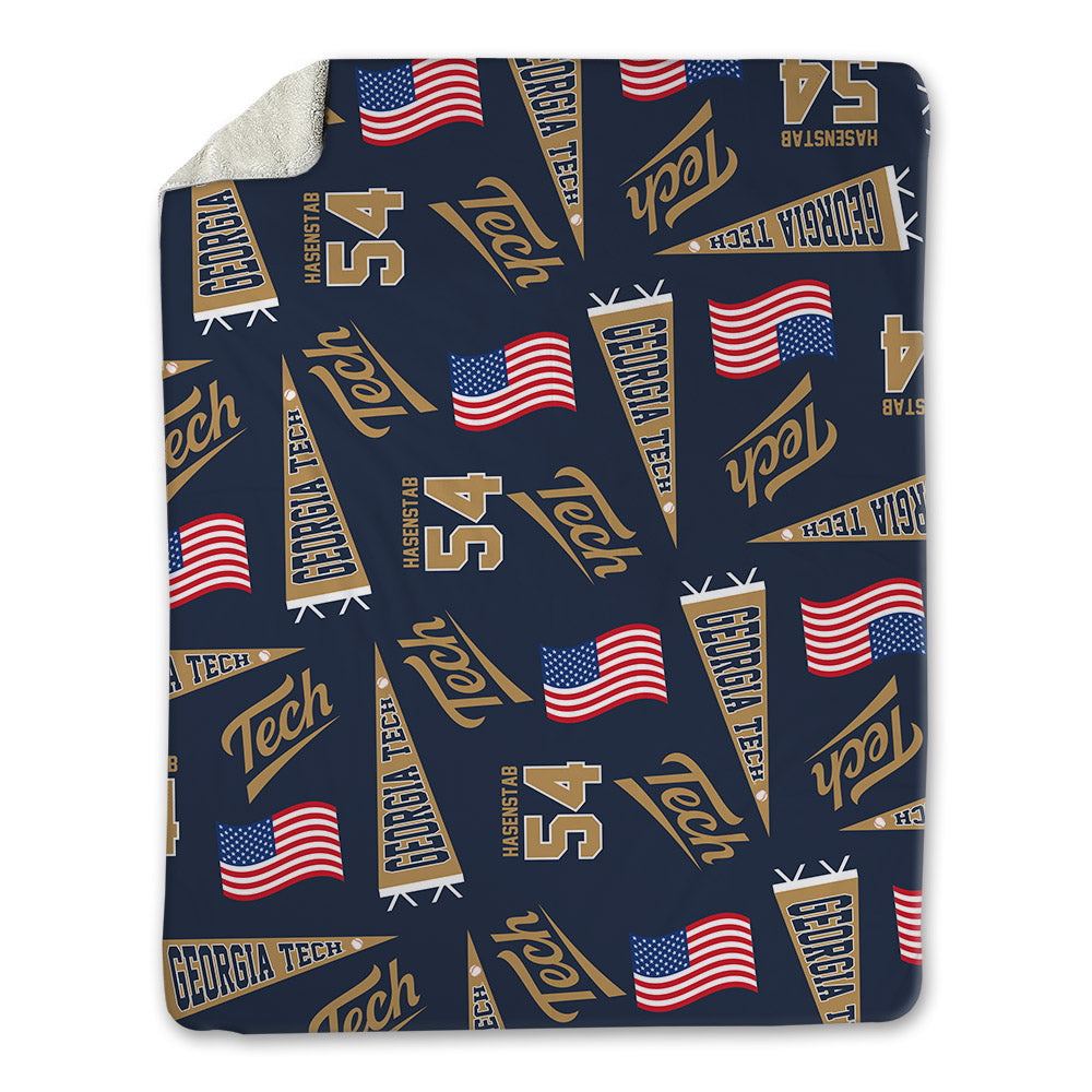 Georgia Tech - NCAA Baseball : Riley Hasenstab - USA Blanket-0