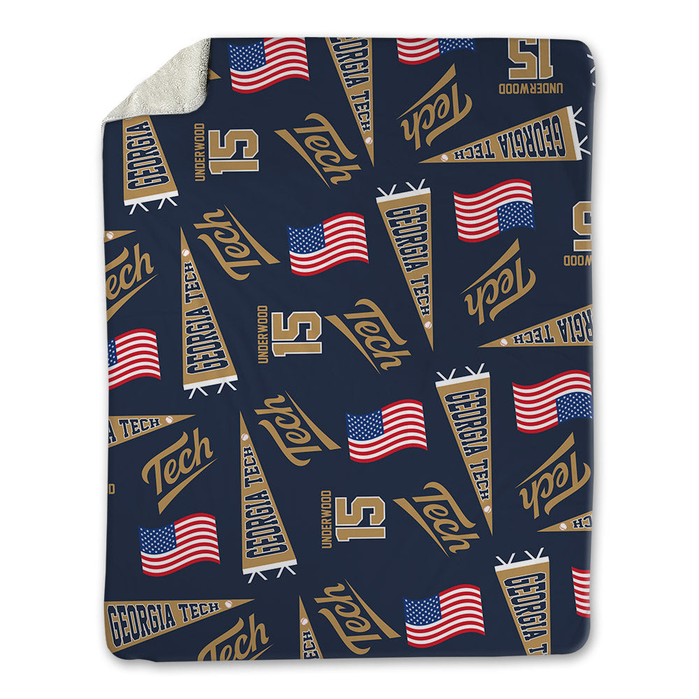 Georgia Tech - NCAA Baseball : Cooper Underwood - USA Blanket-0