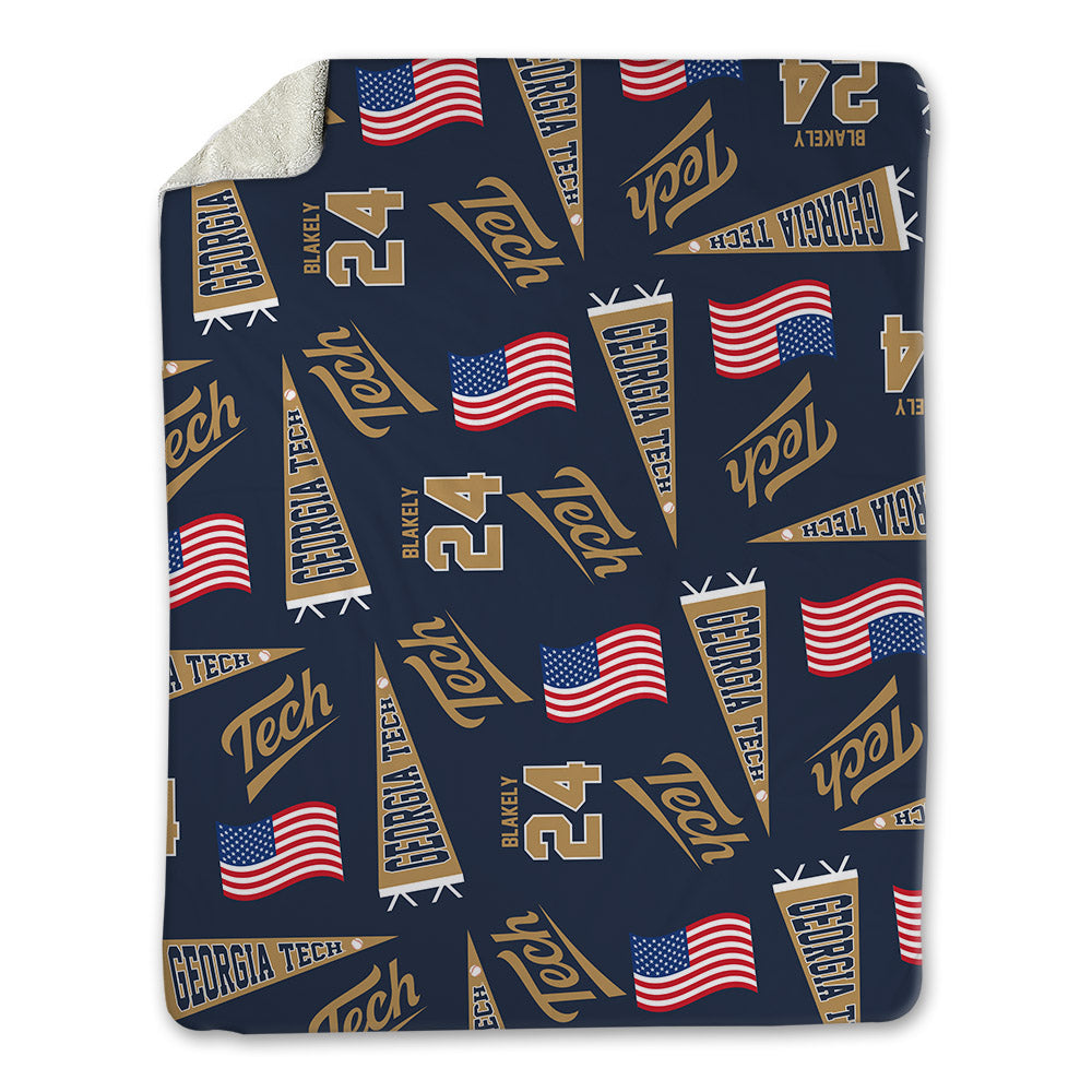 Georgia Tech - NCAA Baseball : Jackson Blakely - USA Blanket-0