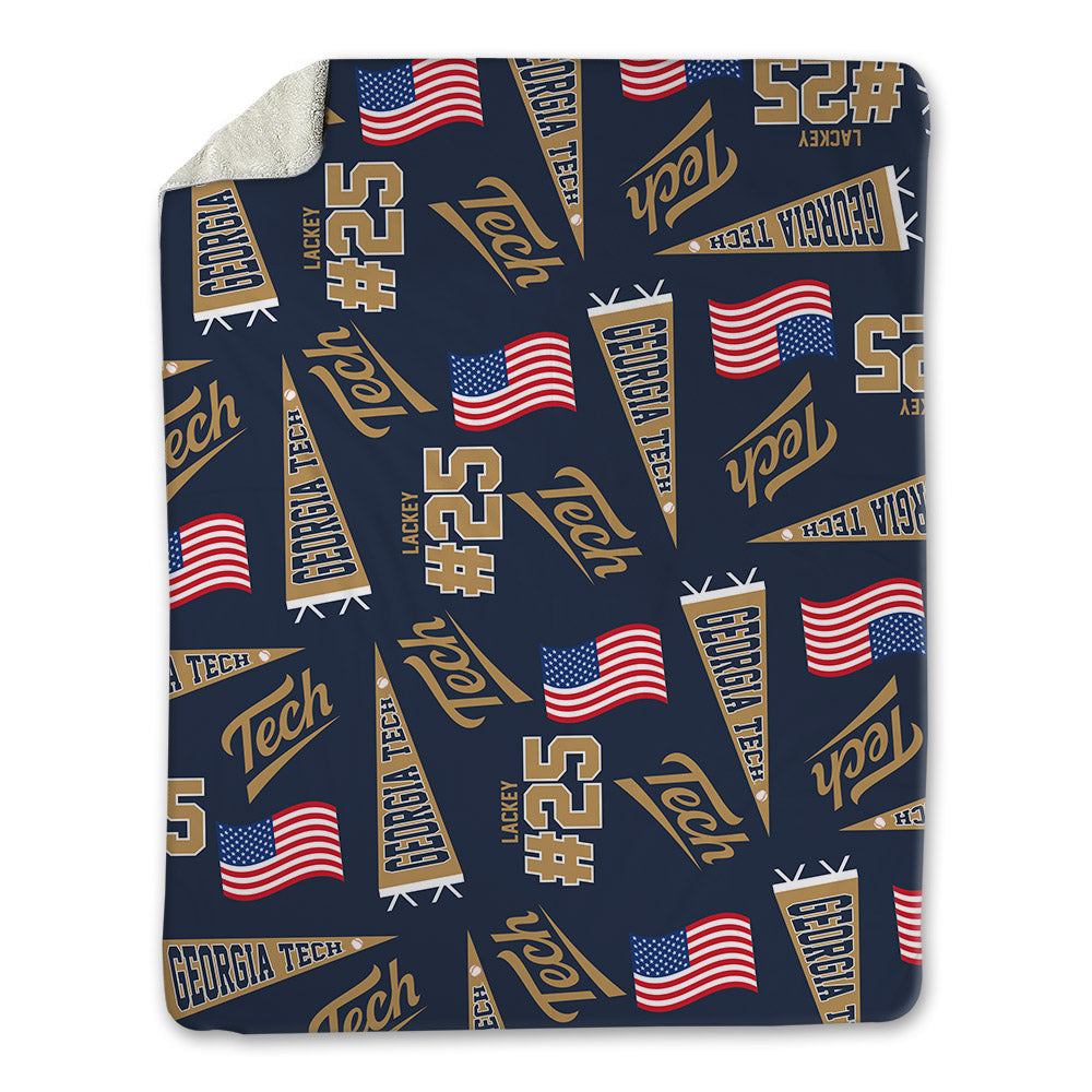 Georgia Tech - NCAA Baseball : Vahn Lackey - USA Blanket-0