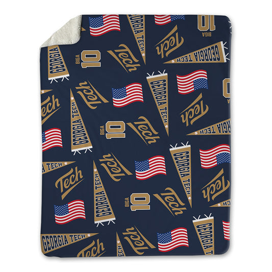 Georgia Tech - NCAA Baseball : James Biga - USA Blanket-0