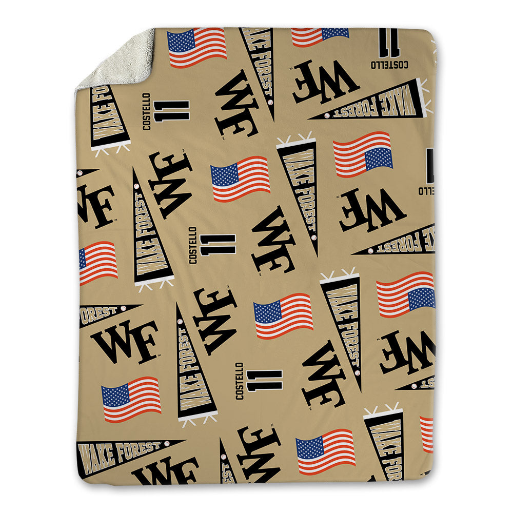 Wake Forest - NCAA Baseball : Luke Costello - USA Blanket-0