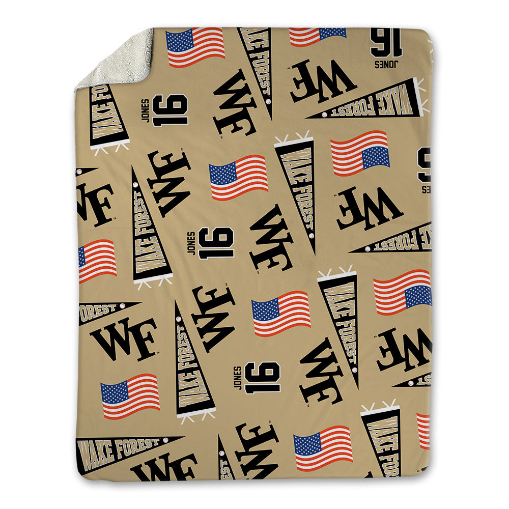 Wake Forest - NCAA Baseball : Evan Jones - USA Blanket-0