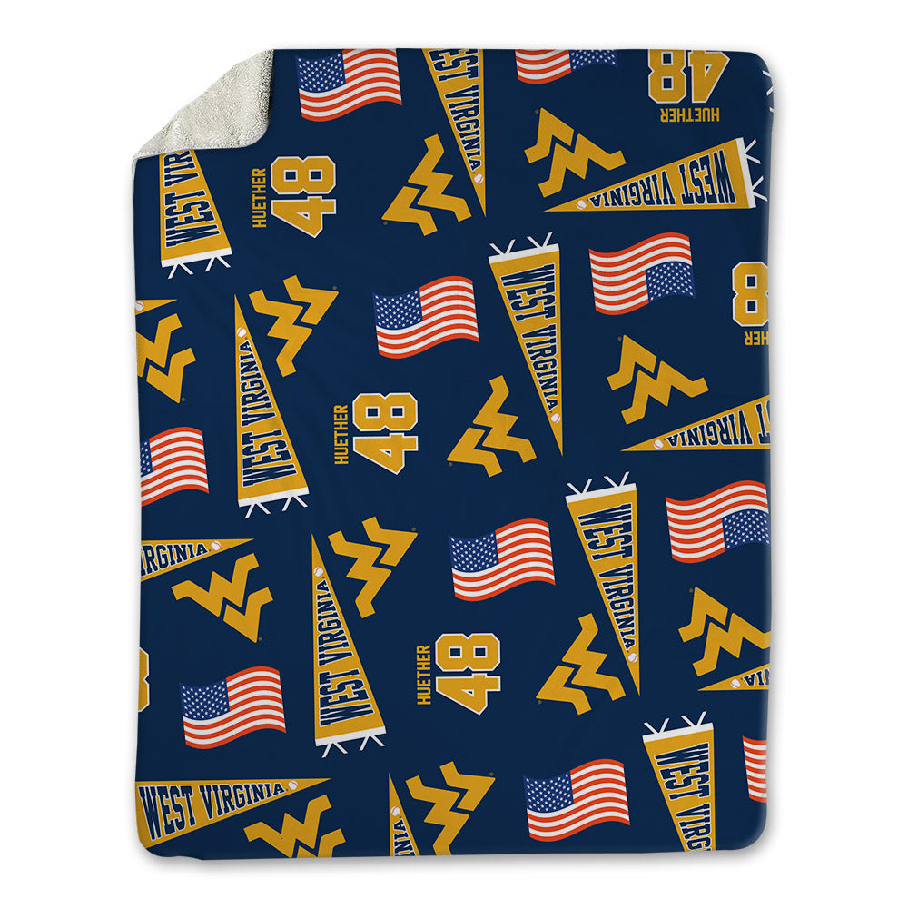 West Virginia - NCAA Baseball : JT Huether - USA Blanket-0
