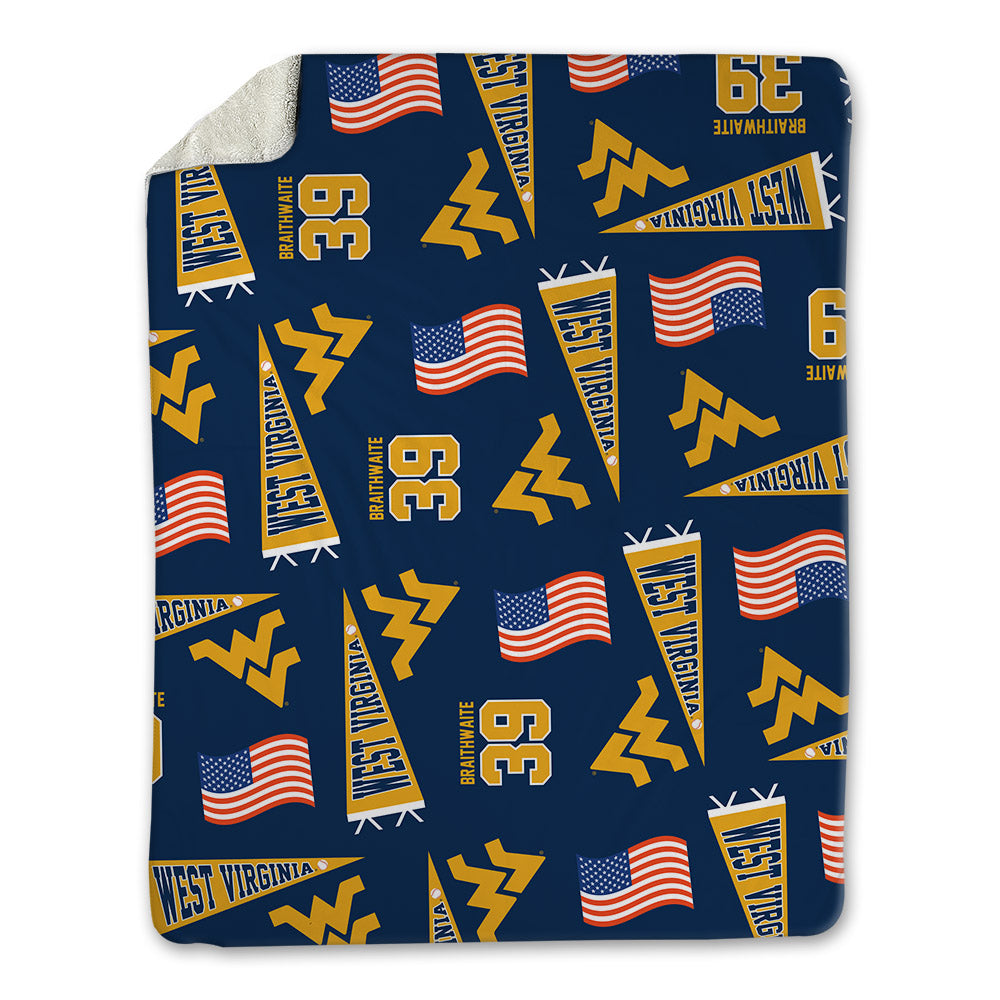 West Virginia - NCAA Baseball : Trey Braithwaite - USA Blanket-0