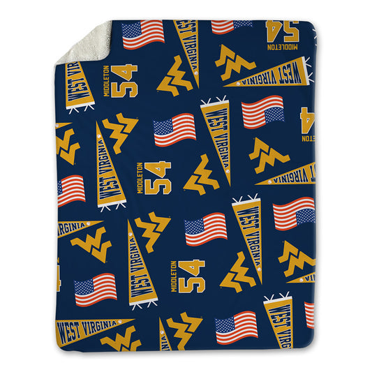 West Virginia - NCAA Baseball : Andrew Middleton - USA Blanket-0