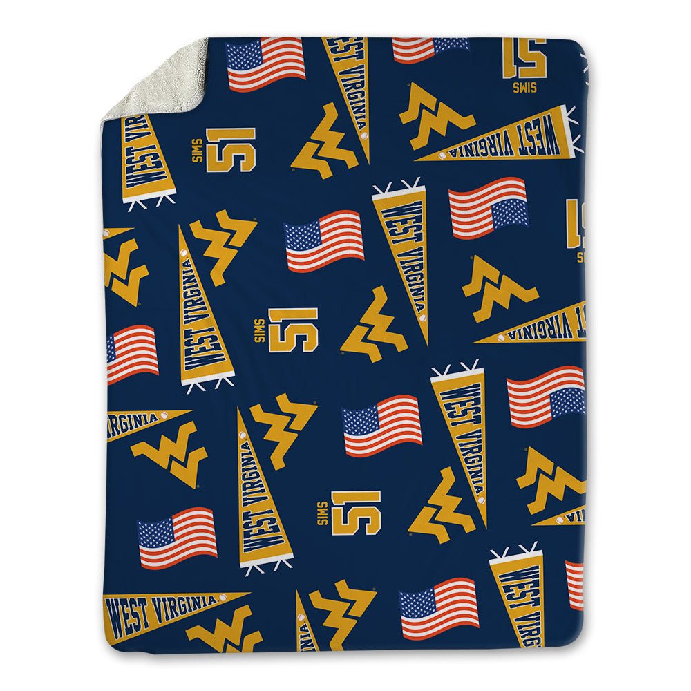 West Virginia - NCAA Baseball : Colton Sims - USA Blanket-0