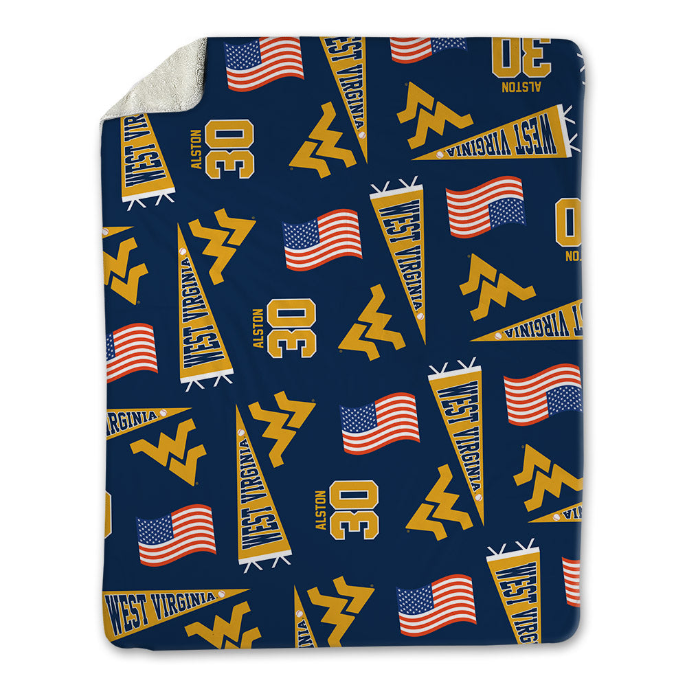 West Virginia - NCAA Baseball : Korey Alston - USA Blanket-0