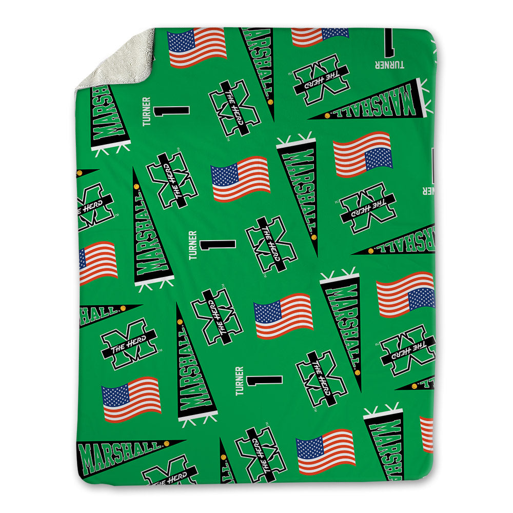Marshall - NCAA Softball : Sydney Turner - USA Blanket-0