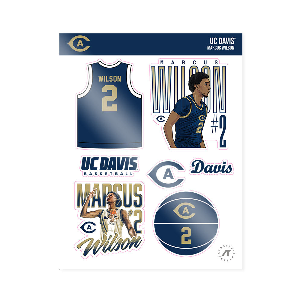 UC Davis - NCAA Men's Basketball : Marcus Wilson - Sticker Sheet-0