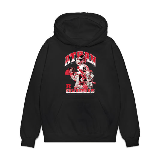 Rutgers - NCAA Football : Athan Kaliakmanis - Collage Premium Hooded Sweatshirt-0