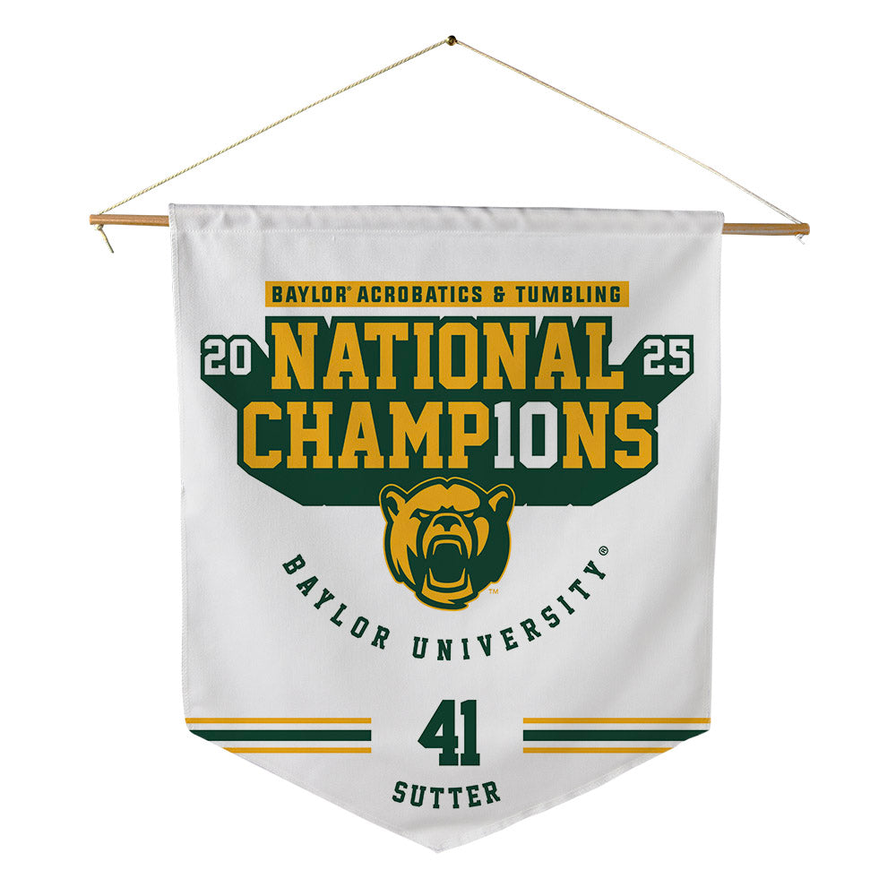 Baylor - NCAA Acrobatics & Tumbling : Josie Sutter - National Champions Shersey Pennant - 18" x 21"-0