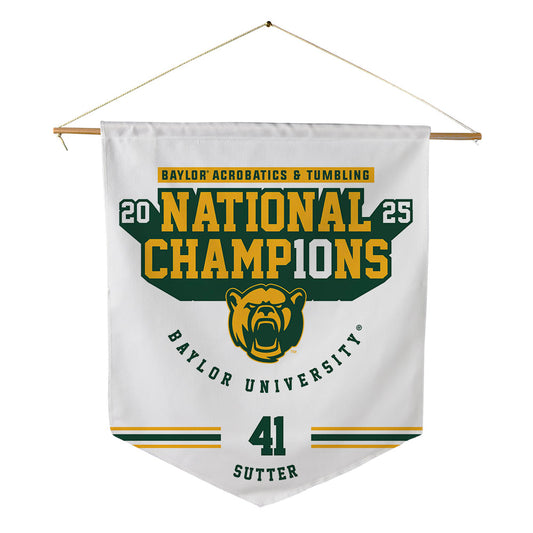 Baylor - NCAA Acrobatics & Tumbling : Josie Sutter - National Champions Shersey Pennant - 18" x 21"-0