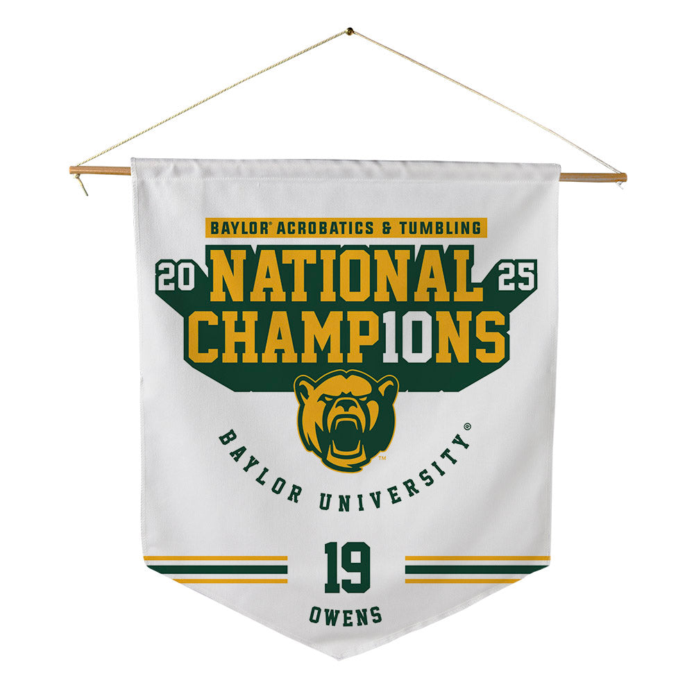 Baylor - NCAA Acrobatics & Tumbling : Lawrence Owens - National Champions Shersey Pennant - 18" x 21"-0