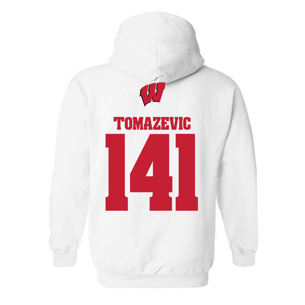 Wisconsin - NCAA Wrestling : Peter Tomazevic - Sports Shersey Hooded Sweatshirt-1