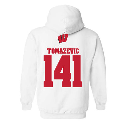 Wisconsin - NCAA Wrestling : Peter Tomazevic - Sports Shersey Hooded Sweatshirt-1