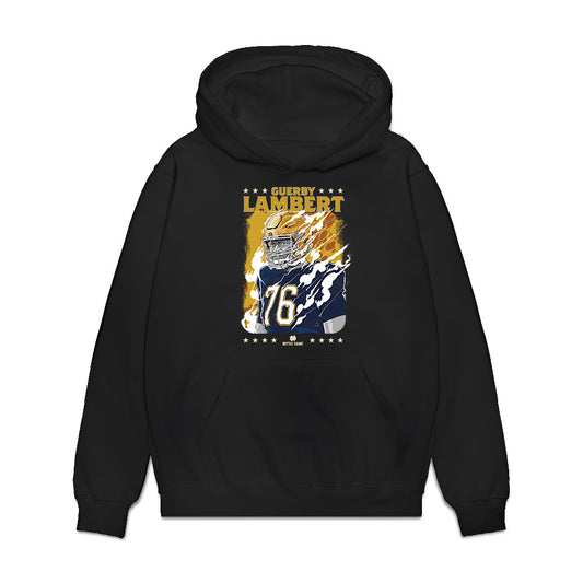 Notre Dame - NCAA Football : Guerby Lambert - Caricature Premium Hooded Sweatshirt-0