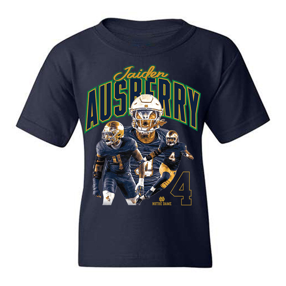 Notre Dame - NCAA Football : Jaiden Ausberry - Collage Youth T-Shirt-0