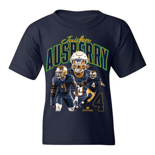 Notre Dame - NCAA Football : Jaiden Ausberry - Collage Youth T-Shirt-0