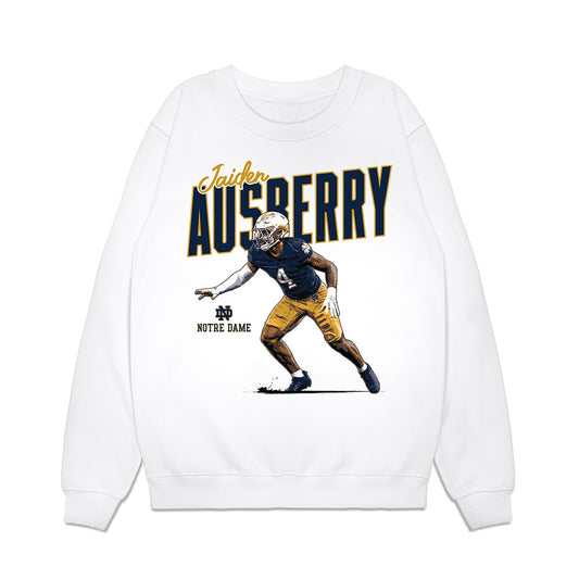 Notre Dame - NCAA Football : Jaiden Ausberry - Caricature Premium Crewneck Sweatshirt-0