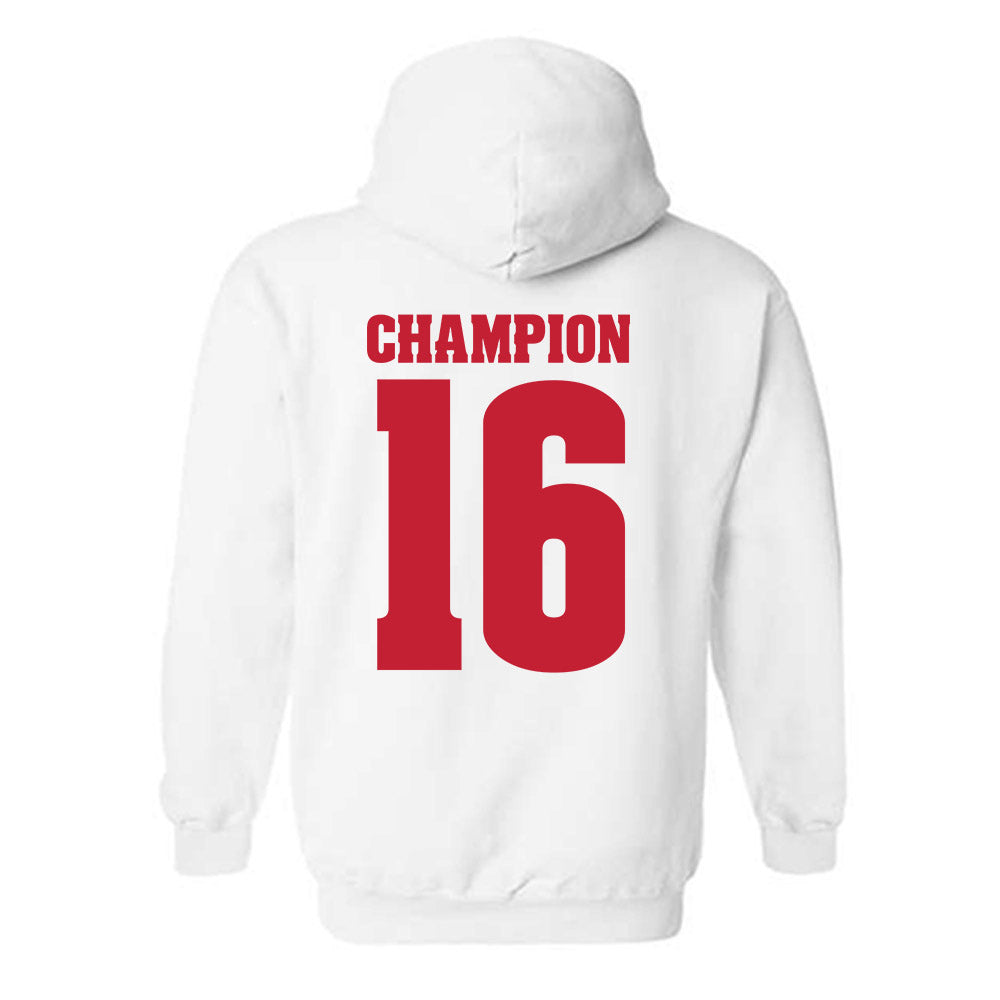Wisconsin - NCAA Women's Volleyball : Decelise Champion - Classic Shersey Hooded Sweatshirt-1