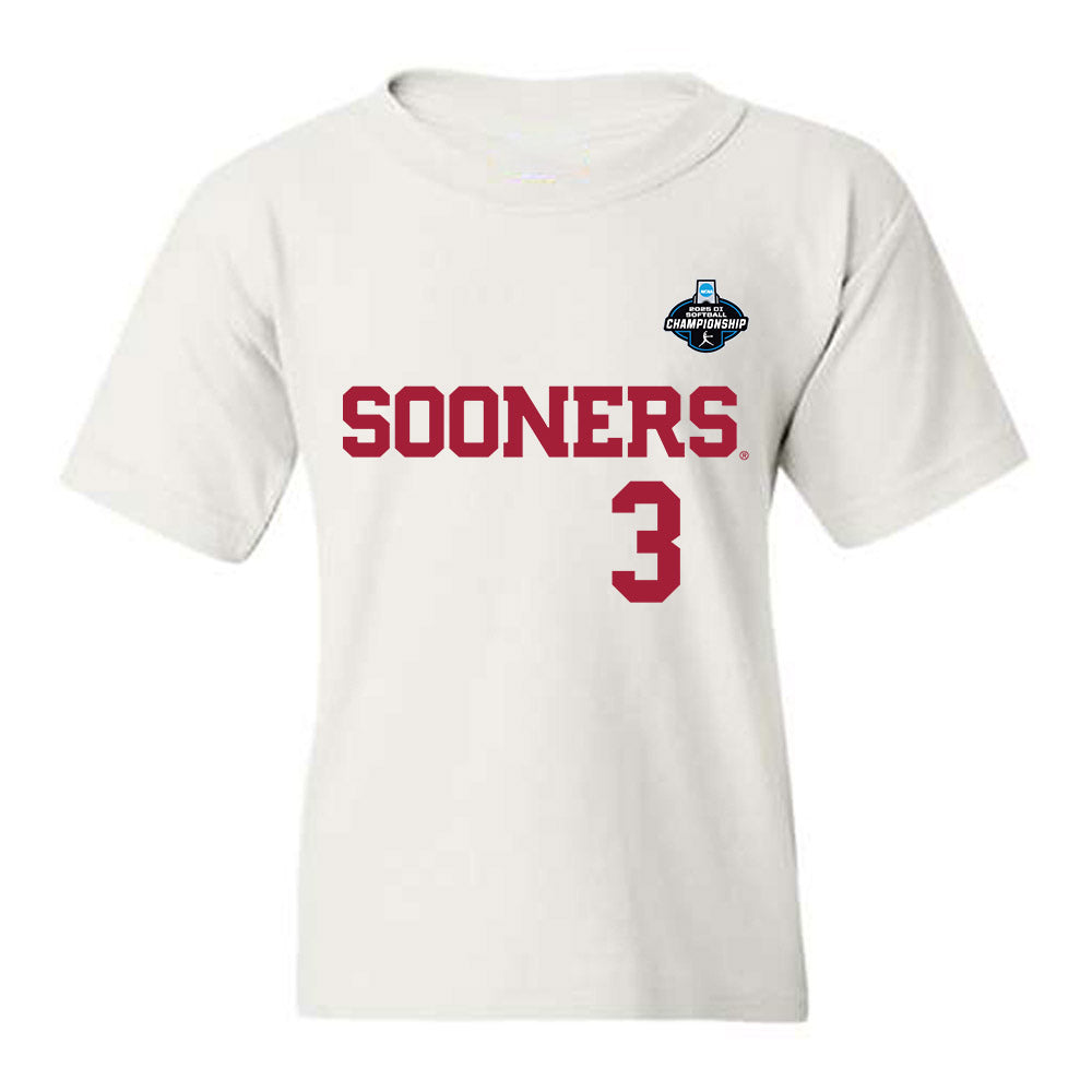 Oklahoma - NCAA Softball : Chaney Helton - White NCAA® Shersey Youth T-Shirt-0