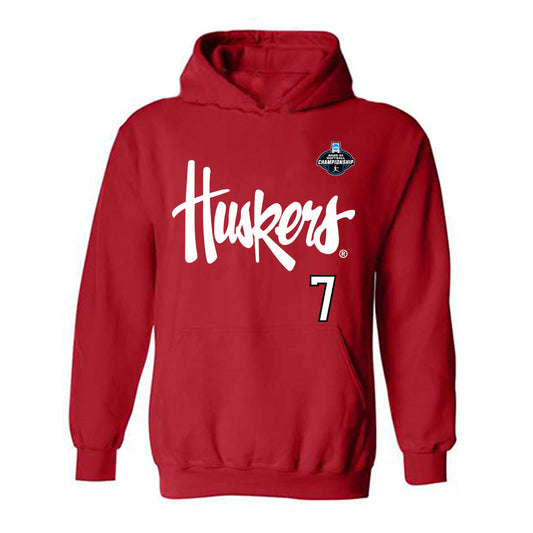 Nebraska - NCAA Softball : Ava Kuszak - Replica Shersey Hooded Sweatshirt-0