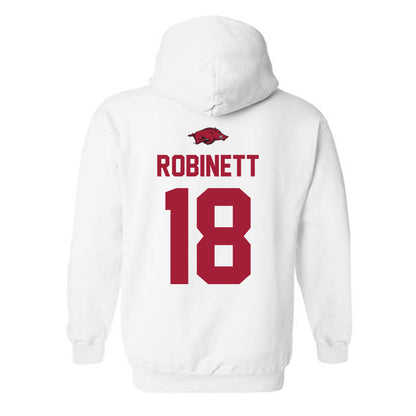 Arkansas - NCAA Baseball : Reese Robinett - Replica Shersey Hooded Sweatshirt-1